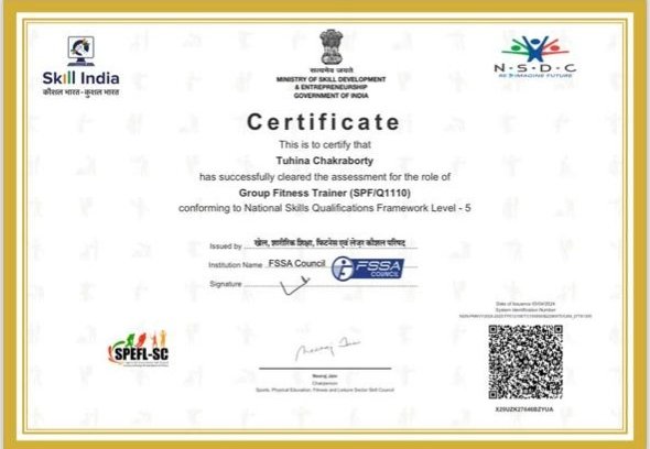 workout certificate